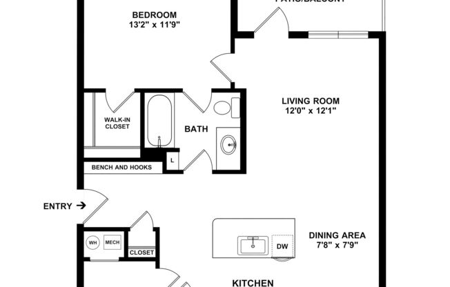 1 bed, 1 bath, 792 sqft, $1,446