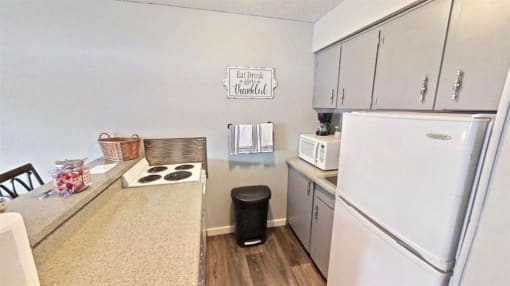 a kitchen with stainless steel appliances