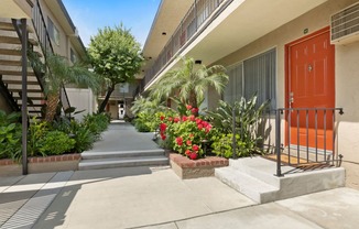 Sherman Oaks Luxury Apartments - Parkview Terrace Apartments - Walkway Courtyard with Beautiful Landscaping