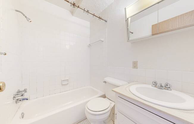 a bathroom with a sink toilet and bathtub