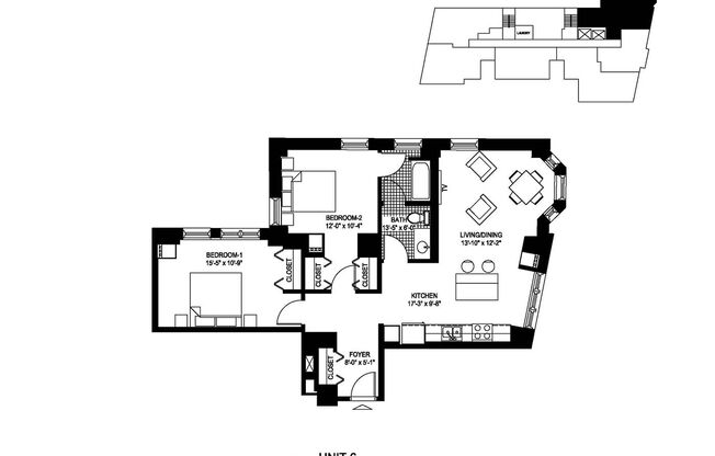 2 beds, 1 bath, $2,250, Unit 1106