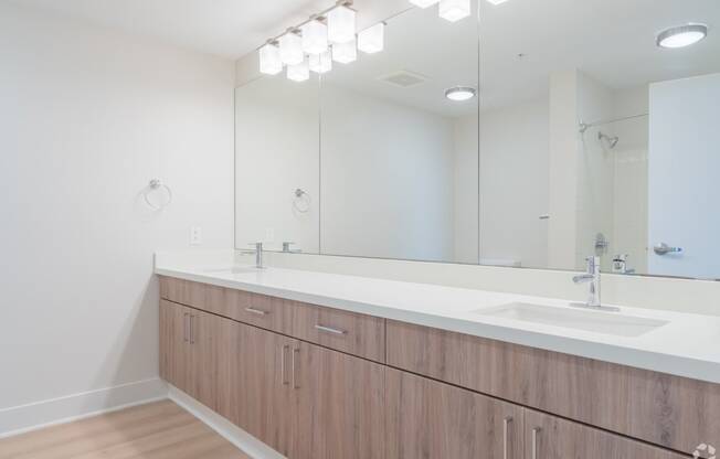 Bathroom with Two Sinks at Vue, San Pedro, CA