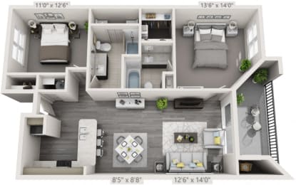2 beds, 2 baths, 1,110 sqft, $2,945