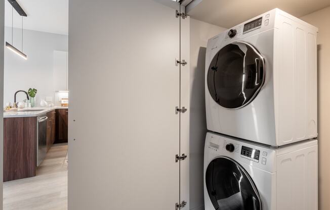 Full size washer/dryer at TREO Apartments, Cleveland, 44116