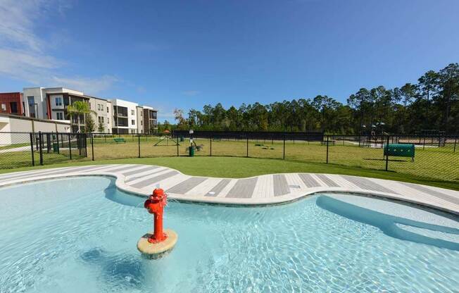 a pool with a red fire hydrant in the middle of it at Luxor Club, Florida, 32258