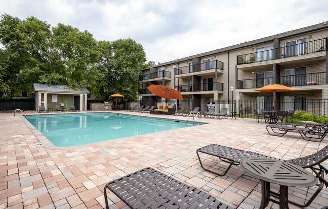 our apartments have a swimming pool and a patio