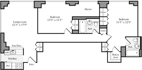 2 beds, 2 baths, 1,106 sqft, $7,390, Unit 27C