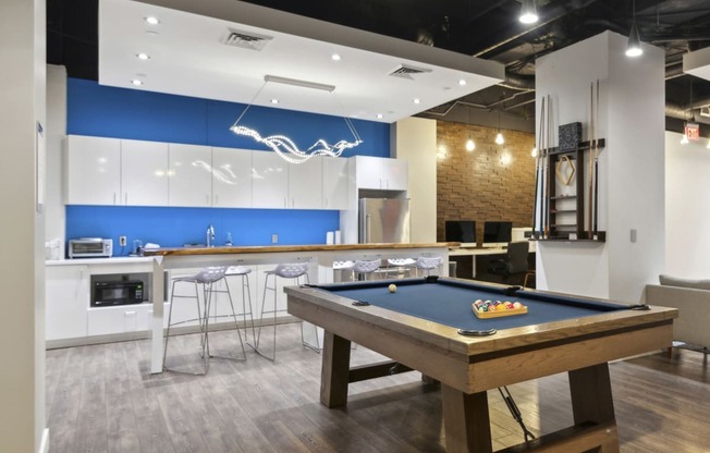 The Republic Apartments - Clubhouse amenities including kitchen area and game room