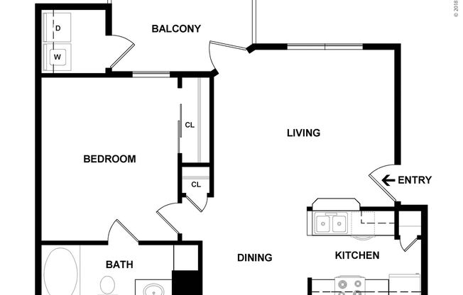 1 bed, 1 bath, 573 sqft, $1,080