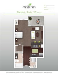 Studio, 1 bath, 515 sqft, $1,333