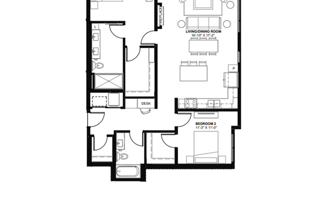 2 beds, 2 baths, 1,325 sqft, $3,345, Unit 218