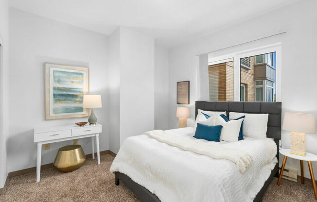 Comfortable Bedroom at Pacific Tower Apartments, Portland, OR