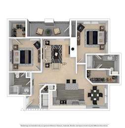 2 beds, 2 baths, 1,136 sqft, $1,588