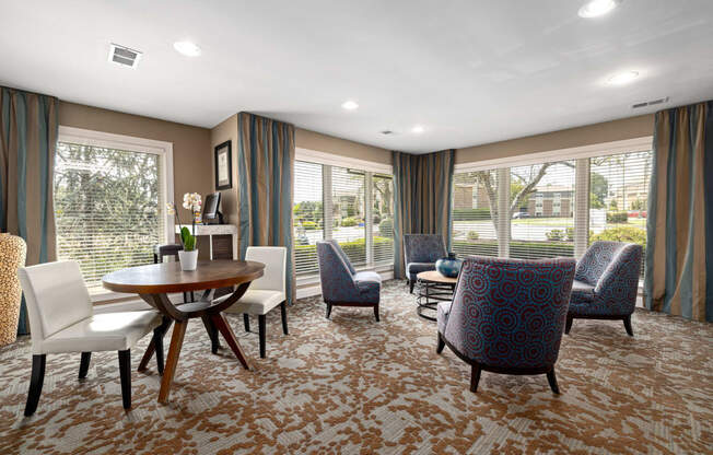a room filled with furniture and a large window