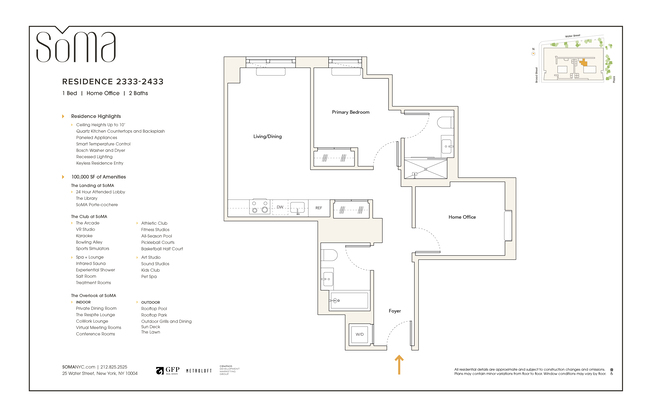 1 bed, 2 baths, $6,750, Unit 2333
