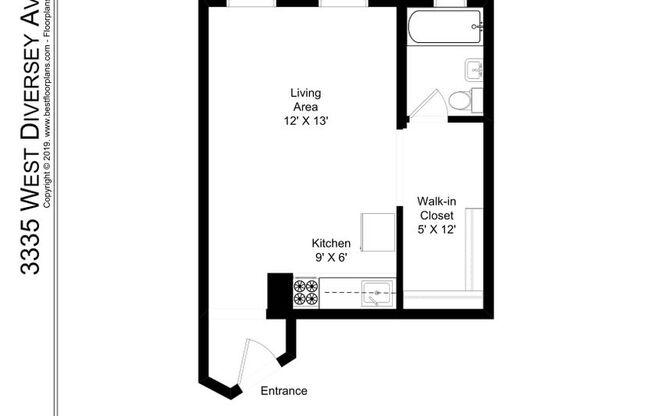 Studio, 1 bath, 420 sqft, $1,250, Unit 121