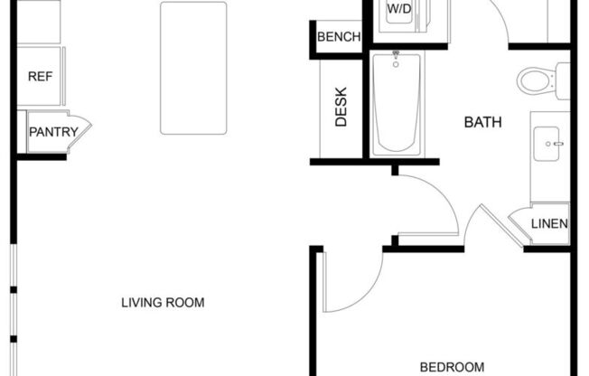 1 bed, 1 bath, 753 sqft, $1,590