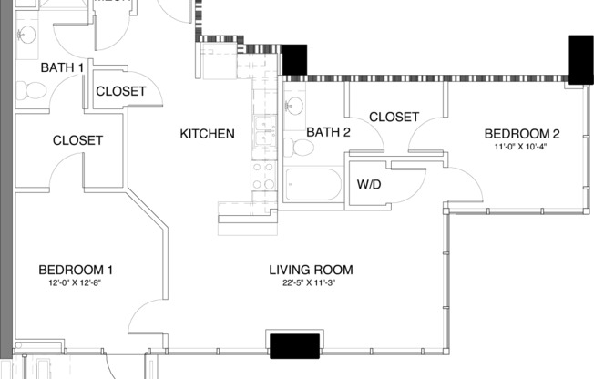 2 beds, 2 baths, 1,095 sqft, $2,345, Unit 2413