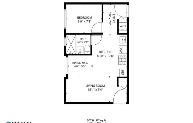 1 bed, 1 bath, 377 sqft, $1,695, Unit 1631-2i