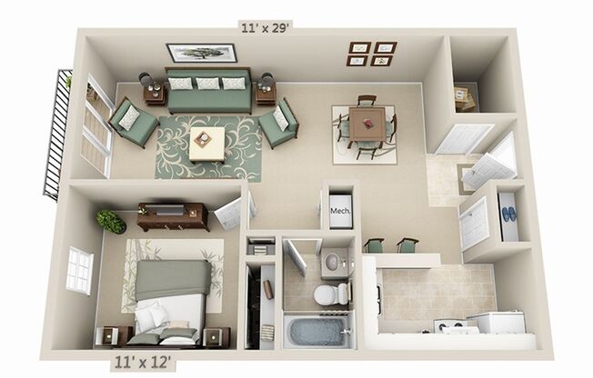 1 bed, 1 bath, 784 sqft, $1,165, Unit 7600109