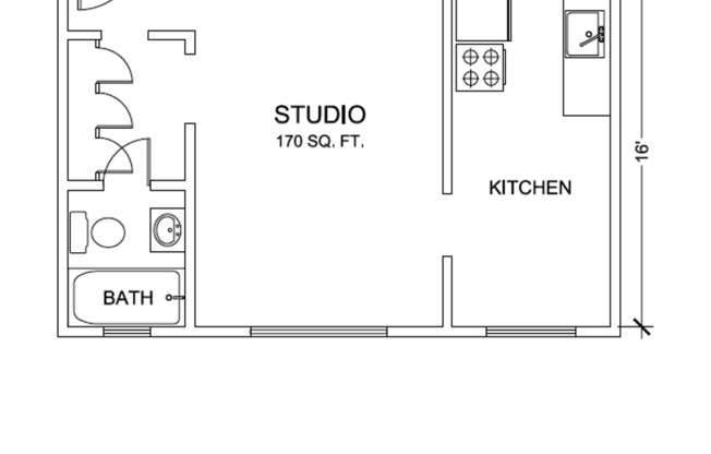 Studio, 1 bath, 370 sqft, $1,737