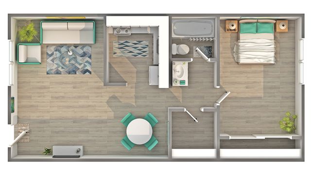 1 bed, 1 bath, 625 sqft, $1,245