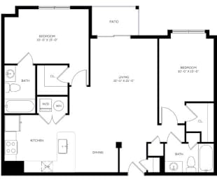 2 beds, 2 baths, 978 sqft, $2,222