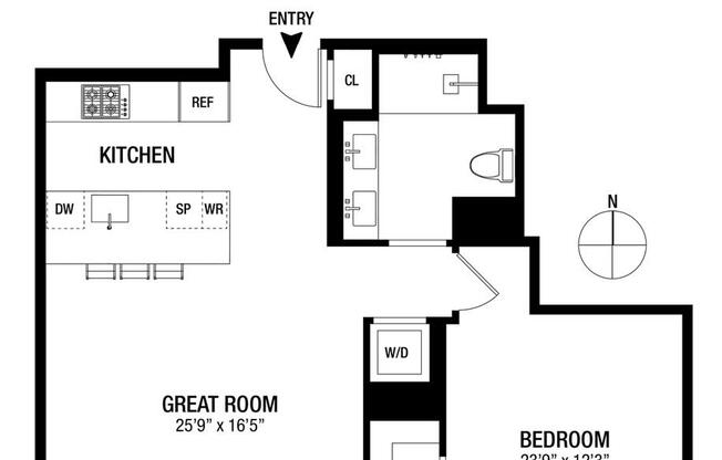 1 bed, 1 bath, 851 sqft, $9,500, Unit 24B