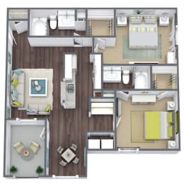 2 beds, 2 baths, 1,088 sqft, $1,231