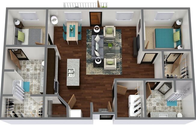 2 beds, 2 baths, 1,206 sqft, $1,860, Unit 5216