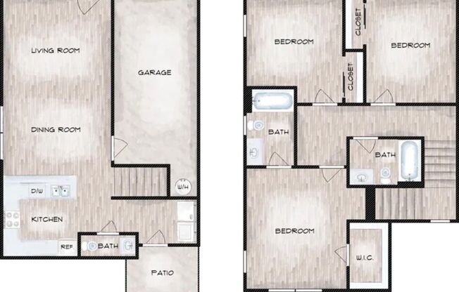 3 beds, 2.5 baths, 1,255 sqft, $1,649, Unit 805