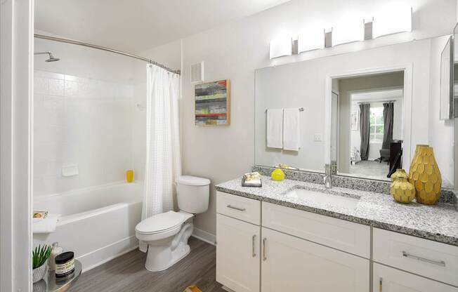 a bathroom with a sink toilet and a bath tub