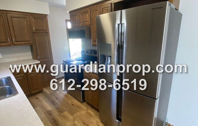 House Available September 1 in Mounds View, Huge Lower Family Room, Updated Bathroom, Oversized Double Garage w/Shop