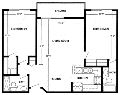 2 beds, 2 baths, 897 sqft, $3,093, Unit 4227