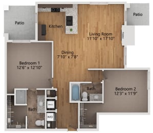 2 beds, 2 baths, 1,139 sqft, $2,175