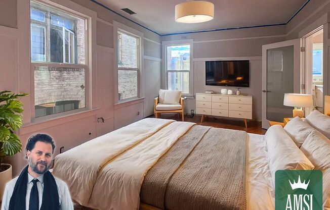 Large classic Mission top floor flat w/original hardwood floors and lots of light