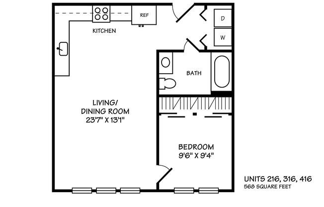 1 bed, 1 bath, 568 sqft, $2,495, Unit 316