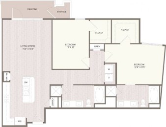 2 beds, 2 baths, 1,234 sqft, $2,738