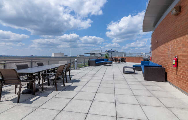 Rooftop Deck with Views of City Skyline
