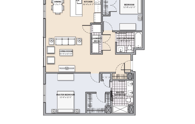 2 beds, 2 baths, 1,144 sqft, $4,500