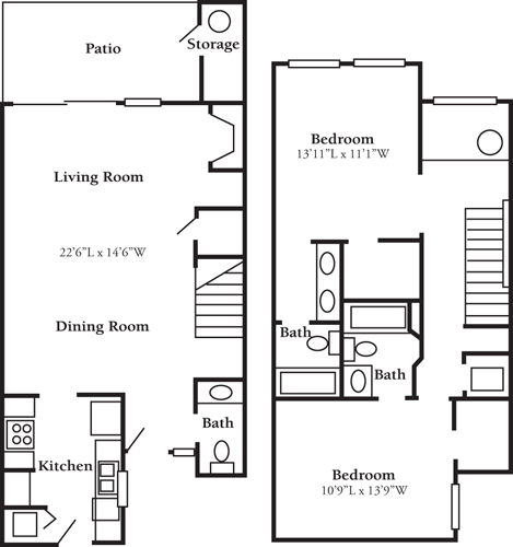 2 beds, 2 baths, 1,282 sqft, $4,365