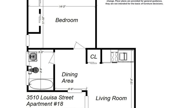 1 bed, 1 bath, 410 sqft, $1,499, Unit 3530 Louisa St. #18