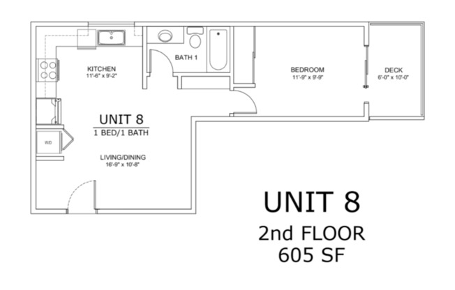 1 bed, 1 bath, 568 sqft, $2,945, Unit 8