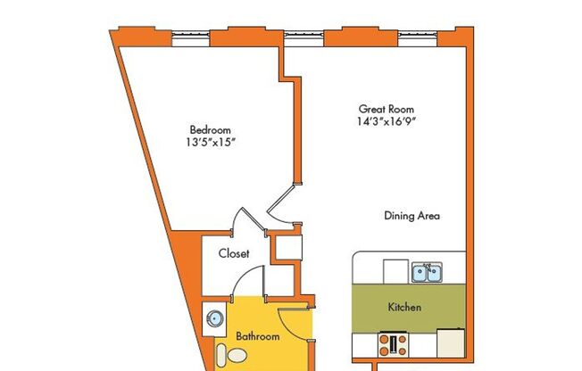 1 bed, 1 bath, 715 sqft, $2,050, Unit B-204