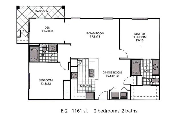 2 beds, 2 baths, 1,161 sqft, $1,840, Unit 02109