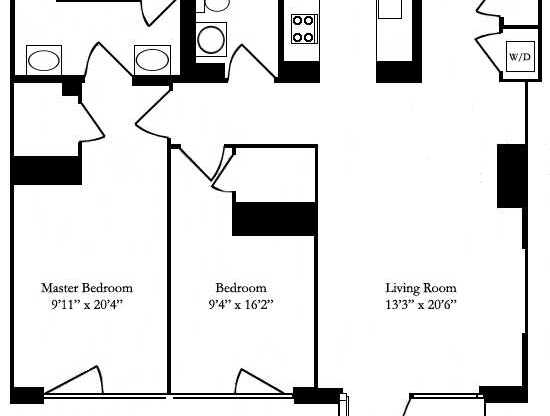 2 beds, 2 baths, 1,071 sqft, $7,250, Unit 16D