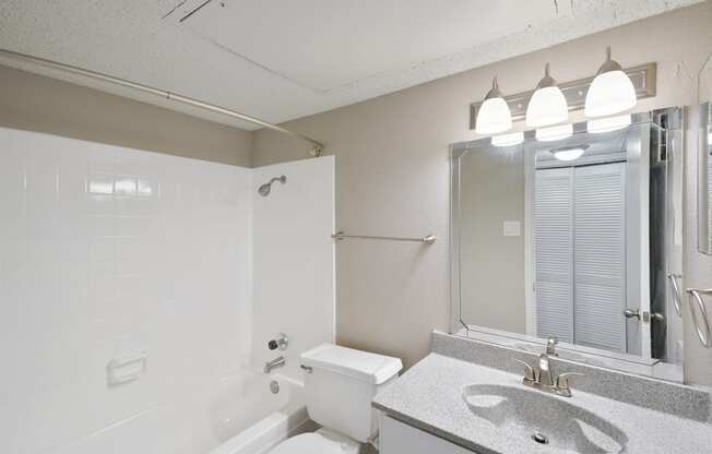 Unit Bathroom at Polaris Apartment Homes in Irving, Texas, TX