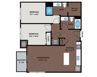 2 beds, 2 baths, 1,036 sqft, $2,062