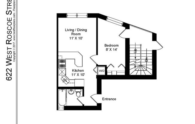 1 bed, 1 bath, 493 sqft, $2,195, Unit 622-3B