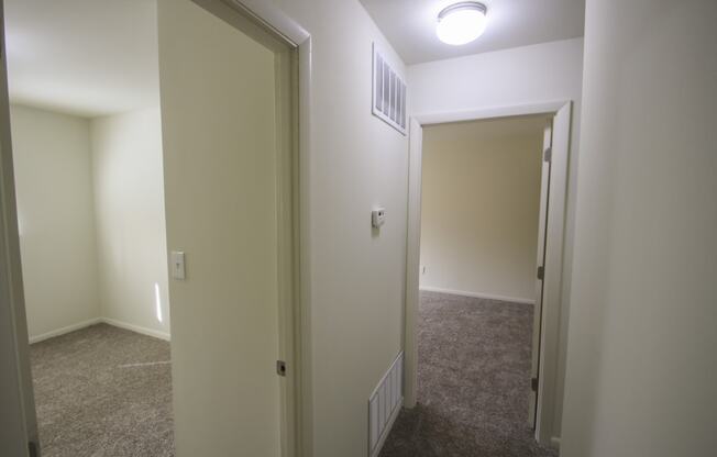 This is a photo of the hallway in a 750 square foot 2 bedroom, 1 bath apartment at Park Lane Apartments in Cincinnati, OH.